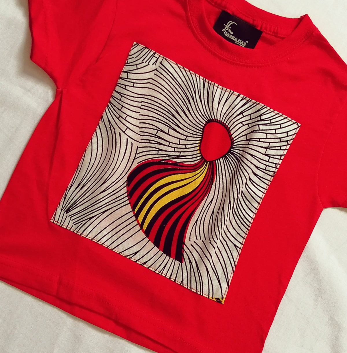 Kids T-shirt in red with red Ankara - British D'sire