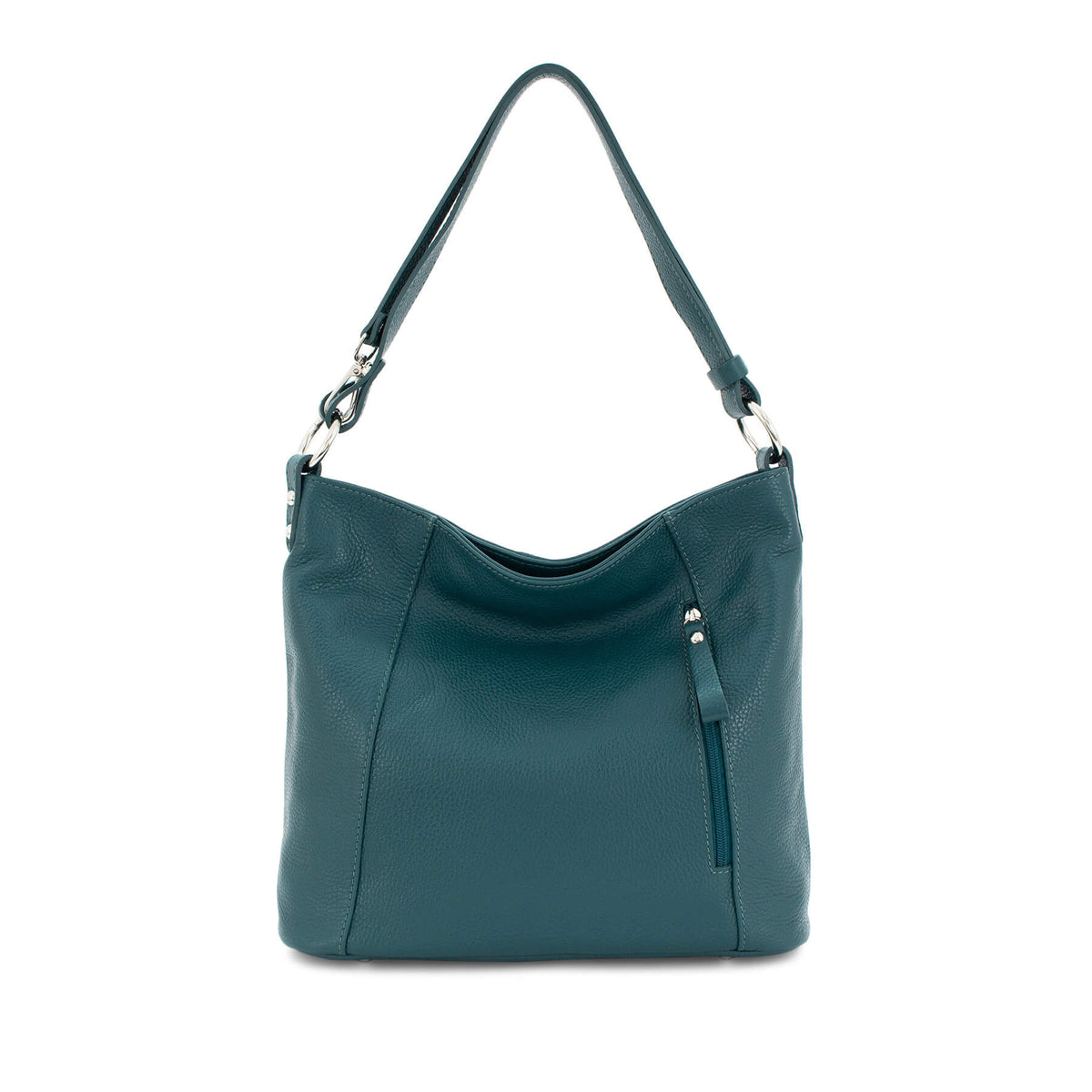 Italian Designer Leather Handbag with Adjustable Strap Stella - Teal