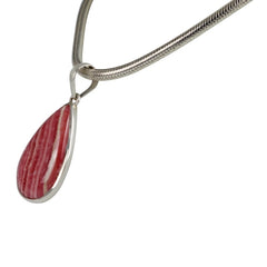 An Elegant Tear Drop Shapes Rhodochrosite Sterling Silver Pendant - Necklaces & Pendants - British D'sire