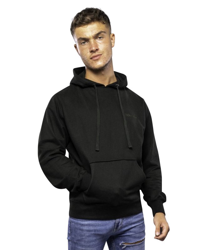 Antonio Falcone Tonal Embroidery Long Sleeve Hooded Sweatshirt Black - Men's Hoodies & Sweatshirts - British D'sire