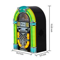 Arkrocket Athena Mini Jukebox/Tabletop CD Player/Bluetooth Speaker/Radio/USB and SD Card Player with Retro LED Lighting System - CD Player - British D'sire