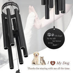 Astarin Pet Memorial Wind Chime, 30 Inches Paw Print Pet Remembrance Gift to Honor and Remember a Dog, Cat, or Other Pet, Premium Metal Wind Chime, Black - British D'sire