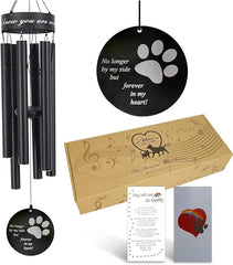 Astarin Pet Memorial Wind Chime, 30 Inches Paw Print Pet Remembrance Gift to Honor and Remember a Dog, Cat, or Other Pet, Premium Metal Wind Chime, Black - British D'sire