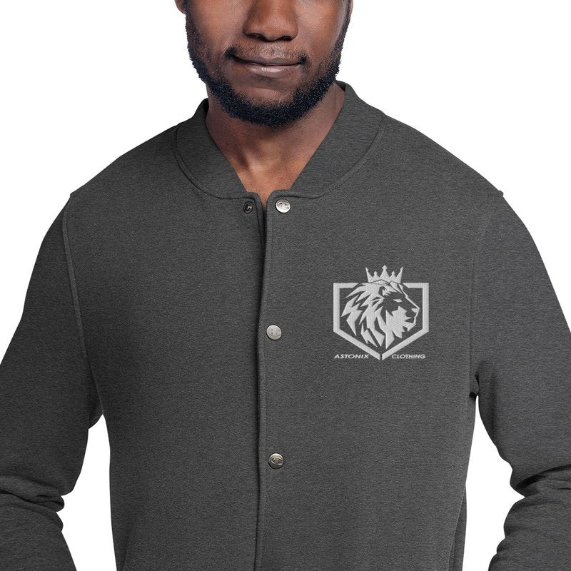 ASTONIX CHARCOAL HEATHER CHAMPION BOMBER JACKET - Men Hoodie and Sweatshirts - British D'sire