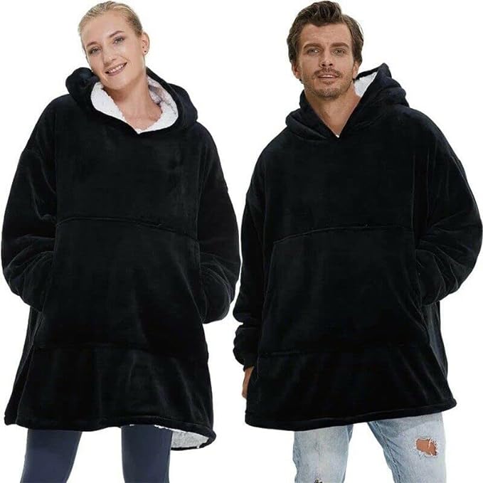 AZENTOP Oversized Hoodie Blanket Plush Sherpa Wearable Hooded Giant Sweatshirt Blanket Soft Warm Cosy Thermal Throw Blanket for Adults, Men, Women, Girls, Boys, One Size - British D'sire