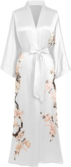 BABEYOND Kimono Dressing Gown Floral Printed Kimono Robe Long Satin Kimono Dress Cover Up for Women Wedding Pyjamas Party 135cm/53inches - British D'sire