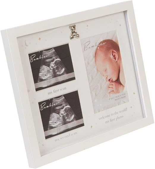 Bambino Triple Photo Frame with Teddy Icon and Ivory Mount 3 Aperture - Housings & Frames - British D'sire