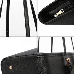 Black Handbag Women Tote Bag: Large Faux Leather Handbags for Lady Designer Shopper Big Fashion Adjustable Handle Bags with Zip Compartment PU Sturdy Shoulder Bag for School Casual Work Travel Daily - British D'sire