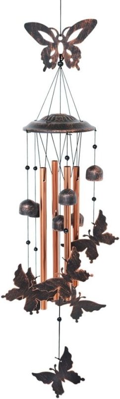 BlessedLand Butterfly Wind Chime-4 Hollow Aluminum Tubes -5 Wind Bells 7 Butterflies-Wind Chime with S Hook for Indoor and Outdoor - British D'sire