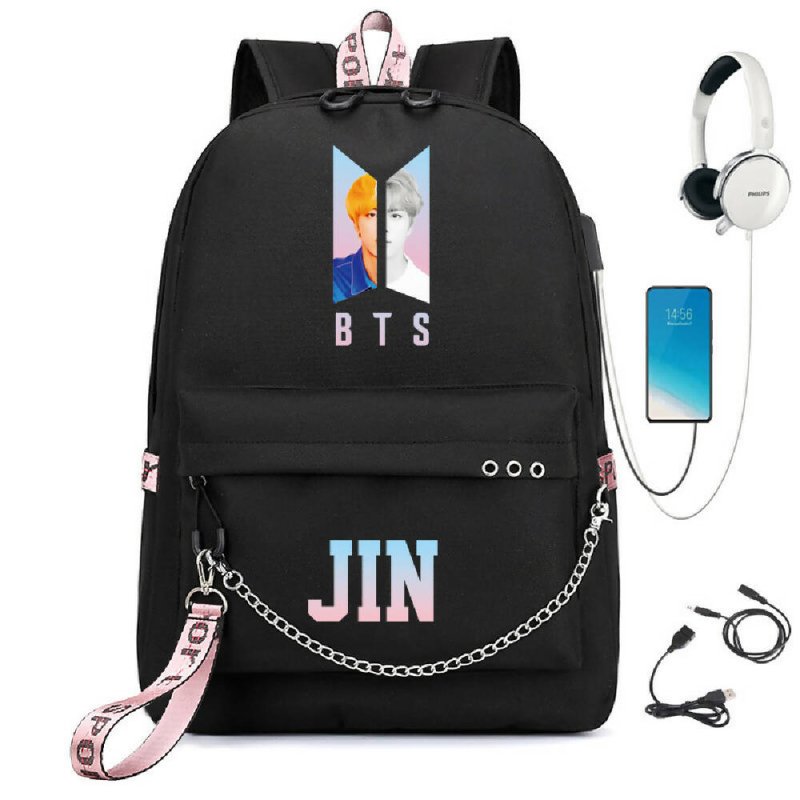 BTS BTS school bag USB charging backpack outdoor sports personalized student school bag-1 - BTS BTS school bag USB charging backpack outdoor sports personalized student school bag-1 - British D'sire