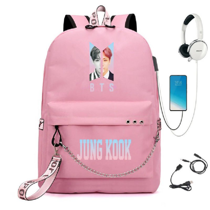 BTS BTS school bag USB charging backpack outdoor sports personalized student school bag-2 - BTS BTS school bag USB charging backpack outdoor sports personalized student school bag-2 - British D'sire