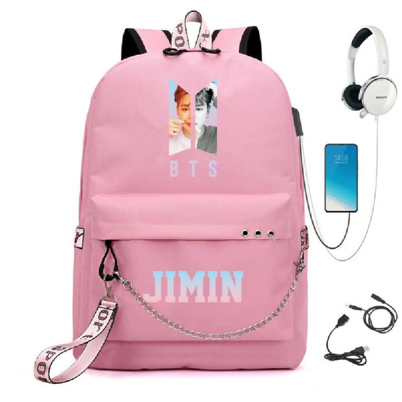 BTS BTS school bag USB charging backpack outdoor sports personalized student school bag-4 - BTS BTS school bag USB charging backpack outdoor sports personalized student school bag-4 - British D'sire