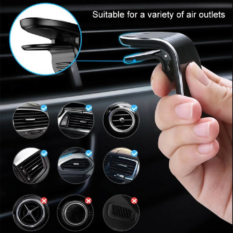 Car Metal Magnetic Air Outlet Mobile Phone Holder Bracket Black - Mobile Phone Holder Bracket - British D'sire