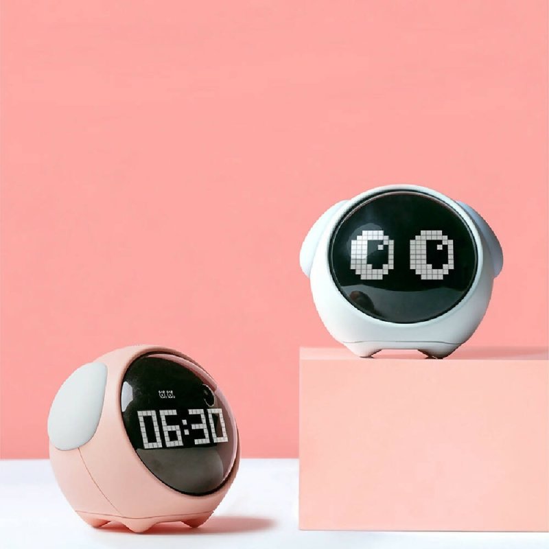 Cartoon Smart Alarm Clock For Children Bedroom Bedside LED Lamp Charging Electronic Digital Clock, Colour: White (Expression Version) - Smart Alarm Clock - British D'sire