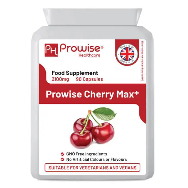 Cherry Max+ 2100mg Montmorency Cherry Added with Black Cherry I 90 Vegan Capsules High Strength I Made in The UK - British D'sire