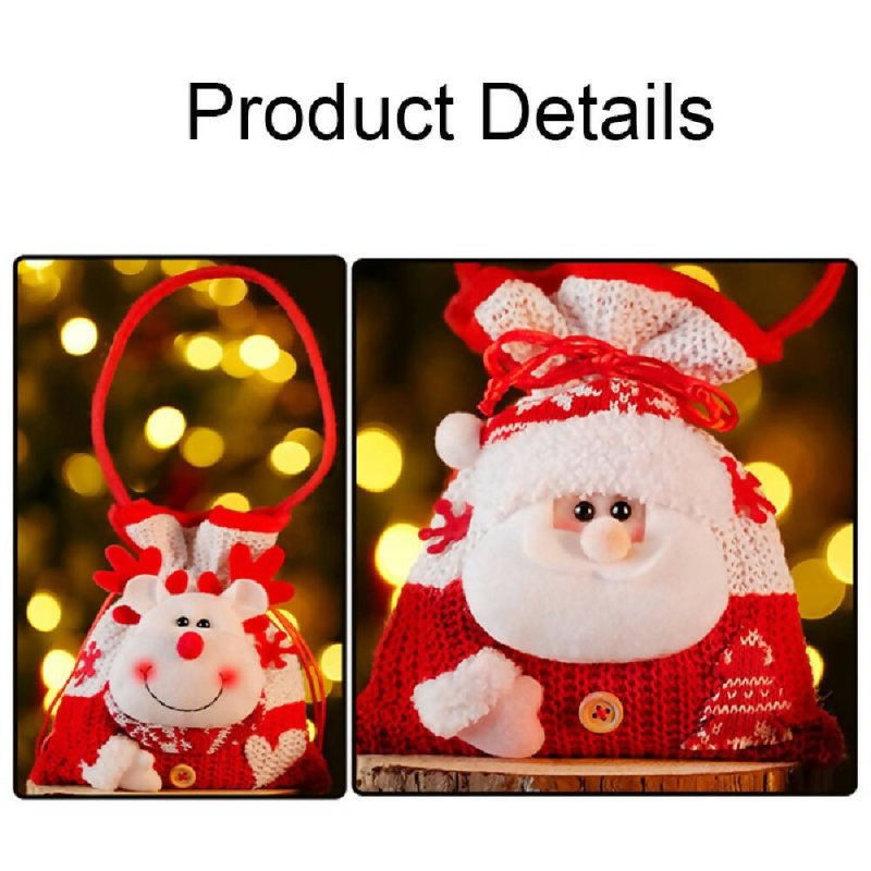 Christmas Knitted Handheld Gift Bag Children Cartoon Candy Bag(Elk) - Gift Bag - British D'sire