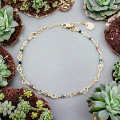 Clover Tourmaline Beads Bracelet | Women's Gourmet Bracelet with Magical Natural Stones and 24K Gold Plated Chain - Bracelet - British D'sire