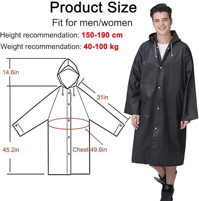 Cosowe Rain Ponchos for Adults Reusable, 2 Pcs Raincoats Emergency for Women Men with Hood and Drawstring - British D'sire