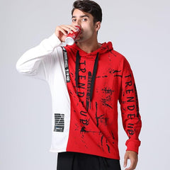 Covisoty Men‘s Hoodie Techwear Hip Hop Urban Streetwear Hoodies Print Patchwork Long Sleeve Pullover Japanese Sweatshirt Autumn Winte - British D'sire