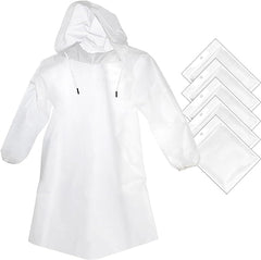 Disposable Rain Ponchos, 5 Pack Adults Emergency Raincoats Waterproof Ponchos Transparent Lightweight Rain Coats with Drawstring Hood for Disney, Festivals, Camping, Fishing - British D'sire