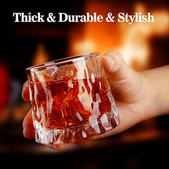 Duoffanny Whisky Glass, Old Fashioned Whiskey Glasses Set of 4, 5Oz Tumbler Glasses Heavy Bourbon Rock Cocktail Glasses, Whiskey Gift Sets for Men Women - British D'sire