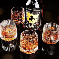 Duoffanny Whisky Glass, Old Fashioned Whiskey Glasses Set of 4, 5Oz Tumbler Glasses Heavy Bourbon Rock Cocktail Glasses, Whiskey Gift Sets for Men Women - British D'sire