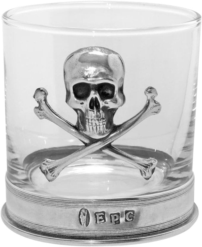 English Pewter Company Pewter Skull and Cross Bones Whisky Rum Glass Tumbler [TUM07] - British D'sire