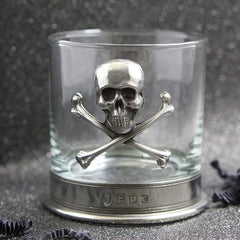 English Pewter Company Pewter Skull and Cross Bones Whisky Rum Glass Tumbler [TUM07] - British D'sire