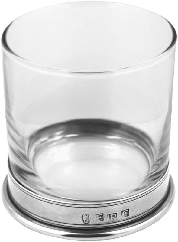 English Pewter Company Whisky Tumbler Glass with Pewter Base, Old Fashioned Heavy Design [VG005] - British D'sire