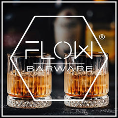 FLOW Barware GEO Whiskey Glasses | 350ml Whisky Glass | Set of 2 Whiskey Glasses | Whisky Tumbler for Scotch, Bourbon, Gin & Tonic & Negroni Cocktail | Whiskey Glassware Gift Set - British D'sire