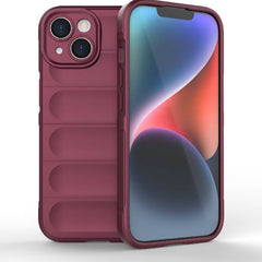 For iPhone 15 Magic Shield TPU + Flannel Phone Case(Wine Red) - iPhone 15 case - British D'sire