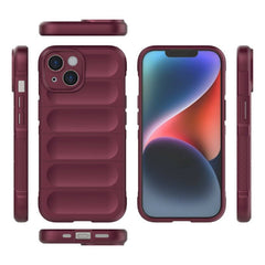 For iPhone 15 Magic Shield TPU + Flannel Phone Case(Wine Red) - iPhone 15 case - British D'sire