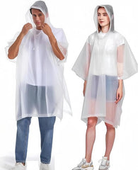 Gerhannery Poncho Waterproof Adult, 2PCS Reusable Rain Poncho Women Raincoat EVA Emergency Poncho with Hood, Portable Festival Raincoat Plastic Rain Poncho for Concert Festival Outdoor - British D'sire