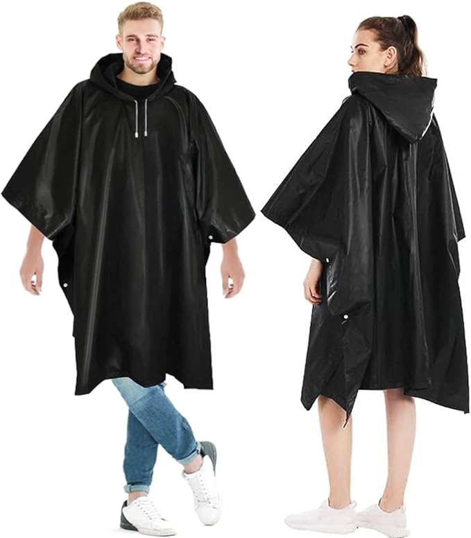 Gerhannery Poncho Waterproof Adult, 2PCS Reusable Rain Poncho Women Raincoat EVA Emergency Poncho with Hood, Portable Festival Raincoat Plastic Rain Poncho for Concert Festival Outdoor - British D'sire