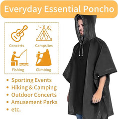 Gerhannery Poncho Waterproof Adult, 2PCS Reusable Rain Poncho Women Raincoat EVA Emergency Poncho with Hood, Portable Festival Raincoat Plastic Rain Poncho for Concert Festival Outdoor - British D'sire