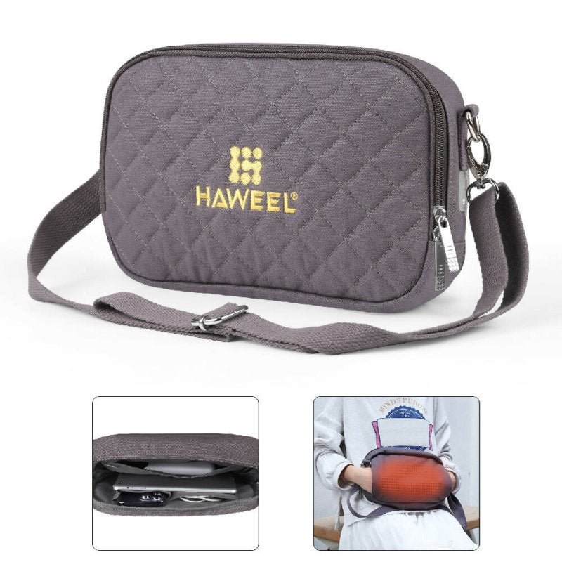 HAWEEL Messenger Shoulder Small Bag Digital Tablet Phone Warmer Storage Bag with Hand Warmer(Grey) - Warmer Storage Bag - British D'sire