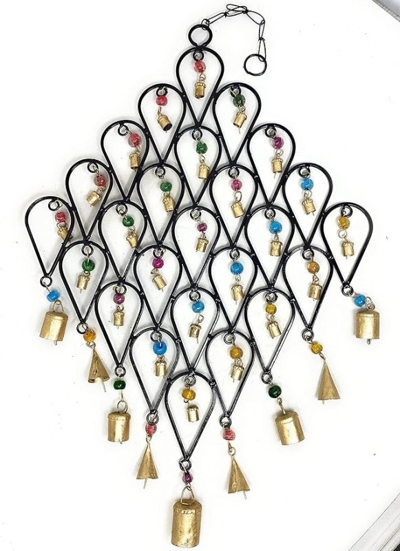 India Recycled Iron Bells Teardrop Wind Chime - British D'sire