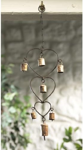 India Recycled Iron Heart & Bells Wind Chime - British D'sire