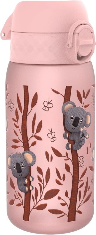 Ion8 Kids Water Bottles, BPA Free, Leakproof, Dishwasher Safe, Easy Open, Secure Lock, Small Boys & Girls Water Bottle,Kids Drinks Bottle for Spill-free Drinking, Pink, Baby Koalas, 350ml/12oz - British D'sire