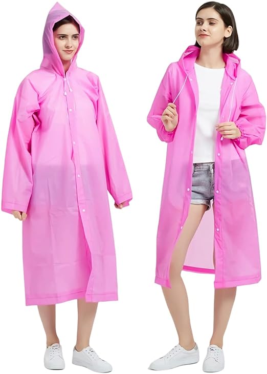 JANYUEPAI Portable Reusable Raincoat Rain Poncho, Waterproof Rainwear for Women and Men Fit to 4-20 sizes - British D'sire