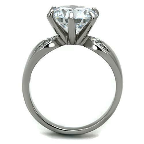 Jewellery Kingdom 12mm Cubic Zirconia Stainless Steel Accents Ladies 6CT Solitaire Ring - Jewelry Rings - British D'sire