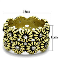 Jewellery Kingdom 13mm Flower Steel Cubic Zirconia Flower Chunky Ladies Gold Band Ring - Jewelry Rings - British D'sire