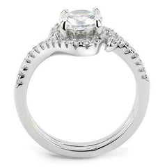 Jewellery Kingdom 1591 Simulated Diamond Band Wedding Elegant Pretty Swirl Ring Set - Jewelry Rings - British D'sire