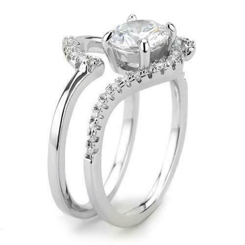 Jewellery Kingdom 1591 Simulated Diamond Band Wedding Elegant Pretty Swirl Ring Set - Jewelry Rings - British D'sire