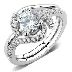 Jewellery Kingdom 1591 Simulated Diamond Band Wedding Elegant Pretty Swirl Ring Set - Jewelry Rings - British D'sire