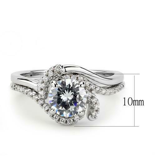 Jewellery Kingdom 1591 Simulated Diamond Band Wedding Elegant Pretty Swirl Ring Set - Jewelry Rings - British D'sire