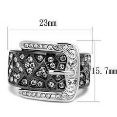 Jewellery Kingdom 15mm Stainless Steel Sparkling Ladies Buckle Black Band Ring - Jewelry Rings - British D'sire