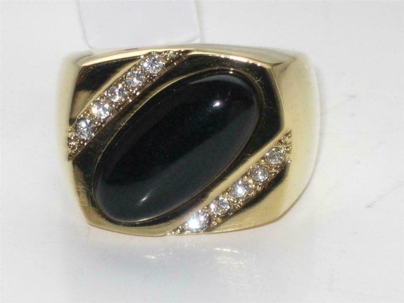 Jewellery Kingdom 18Kt Black Signet Pinky Mans Square Steel Mens Gold Onyx Ring - Jewelry Rings - British D'sire