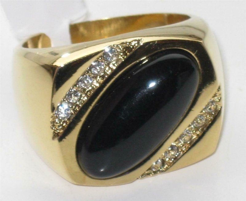 Jewellery Kingdom 18Kt Black Signet Pinky Mans Square Steel Mens Gold Onyx Ring - Jewelry Rings - British D'sire