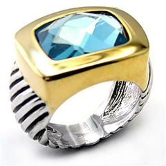 Jewellery Kingdom 18KT London Blue Topaz Semi Precious Silver Ladies Ring (Blue & Gold) - Jewelry Rings - British D'sire